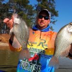 Mathew Outlaw with a nice pair of crappie. Santee Cooper, SC, offers great fishing opportunities for catches like these.