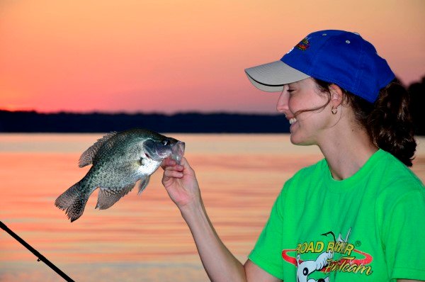 Alicia Phillips knows when the current is running fast it’s a good time to catch plenty of big crappie.