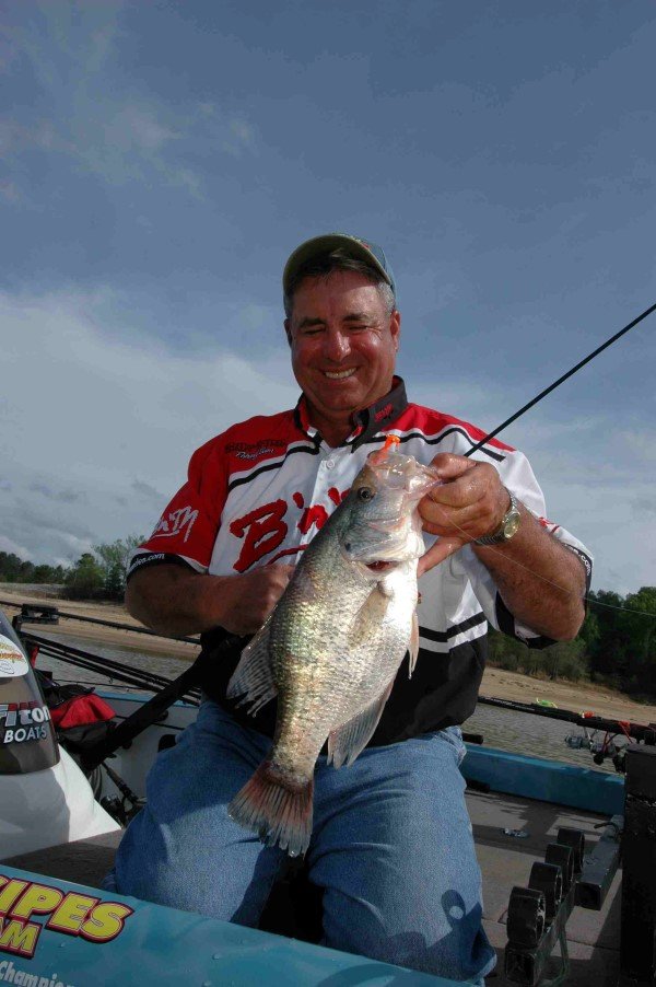 The reward of a good presentation can be a nice crappie like this one. Big jigs can play a big role.