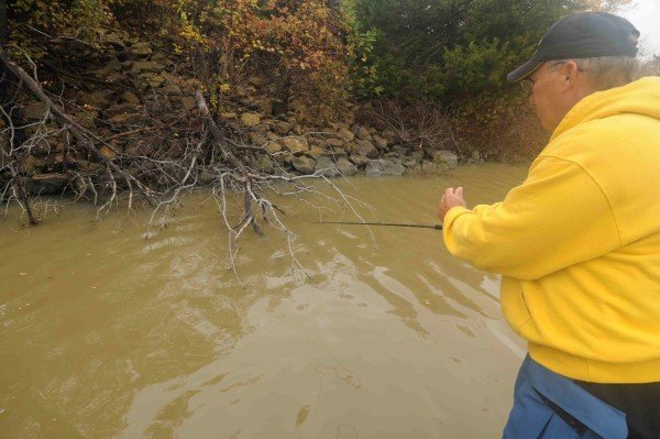 Guide Barry Morrow favors heavy jigs for fishing in dirty, shallow water for crappie.