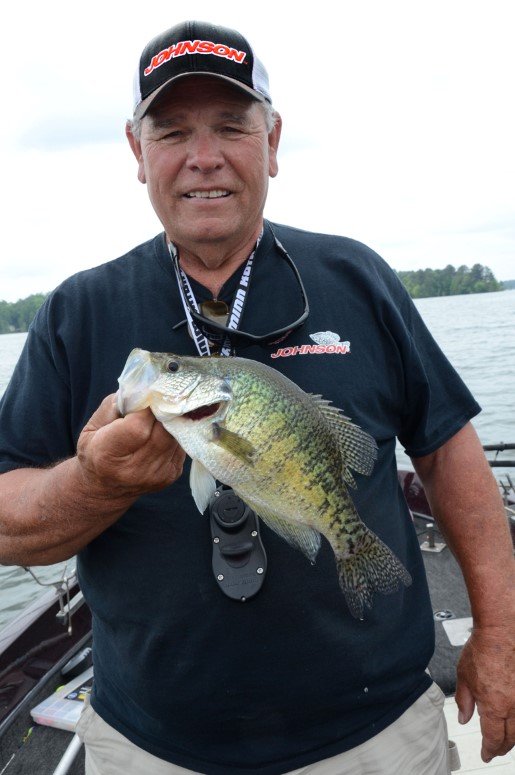 Veteran crappie fisherman Billy Williams, pictured here, relies heavily on his son’s Scott’s knowledge and experience using the Humminbird side-scanning depth finders.