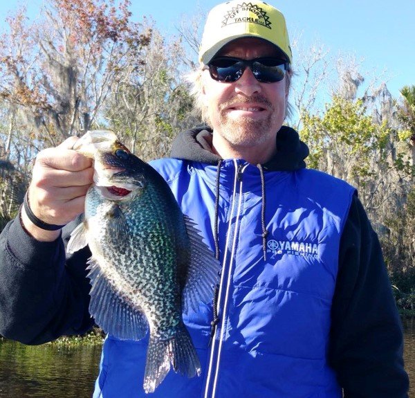 Garrett Steele displays a nice crappie taken from the St. John’s in January. (Photo by Dan Dannenmueller)