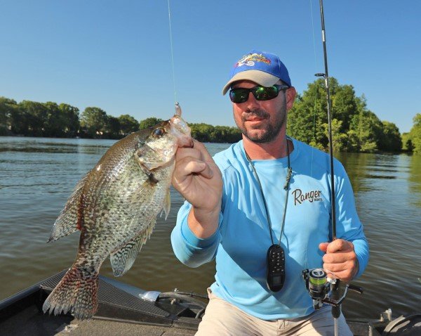 Jonathan Phillips says when crappie are stacked on cover it’s a good time to be using a single pole.