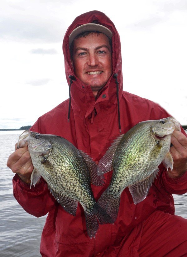 To catch fat crappie like these in cold weather, you must brave the elements and use your depth finder.