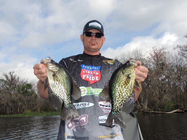 Casey Rayner displays a pair of nice St. John River crappie