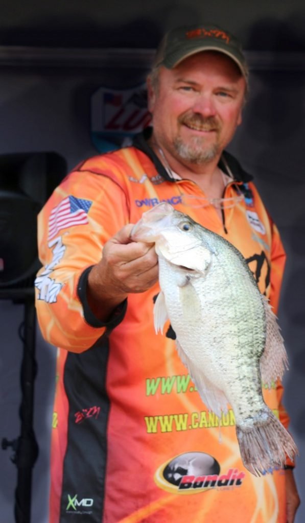 Kent Driscoll uses whichever technique works best for the situation. Here’s a crappie caught while jigging with a single pole.