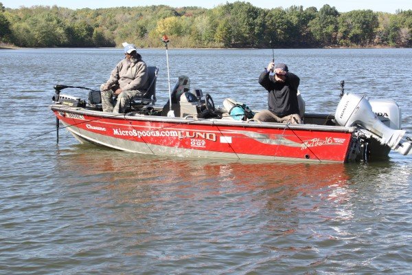 Russ Bailey, host of Brushpile Fishing, gets schooled about Hang Gliding by Ken Smith on Sheango Lake. It works!