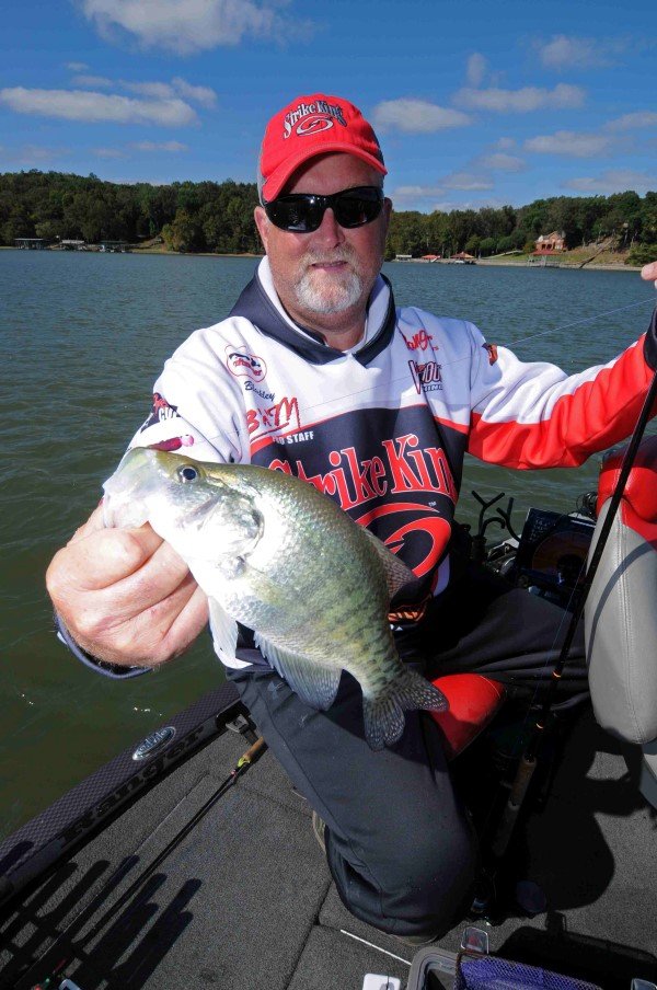Five electronics units strategically mounted on his boat allows Tim Blackley to find crappie hot spots and stay on top of the fish. His results are good.
